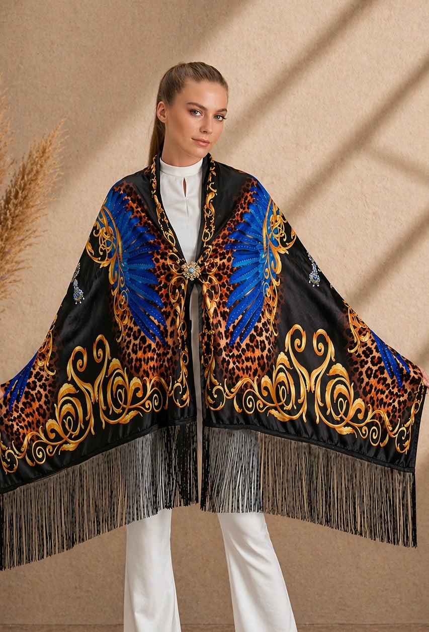 Patterned Tiger Velvet Shawl
