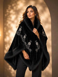 Luxury Embroidery Faux Fur Shawl