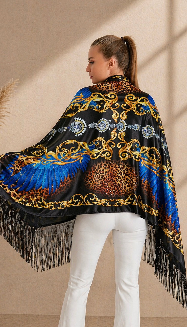 Patterned Tiger Velvet Shawl