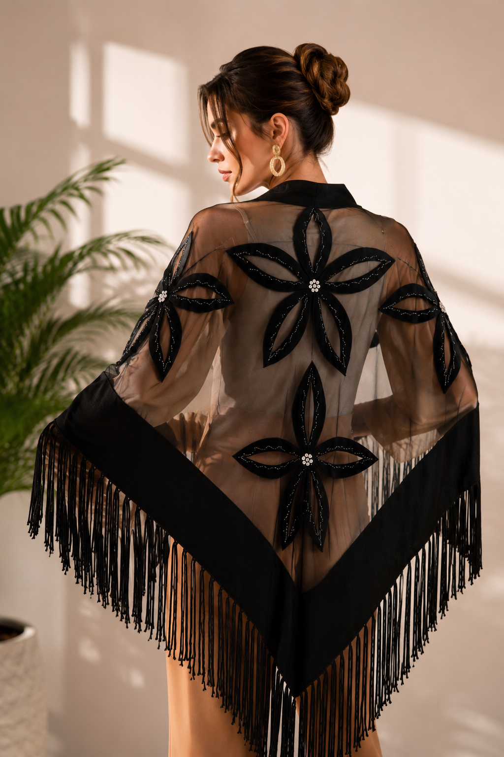 Stones Evening Knit and Tulle Shawl