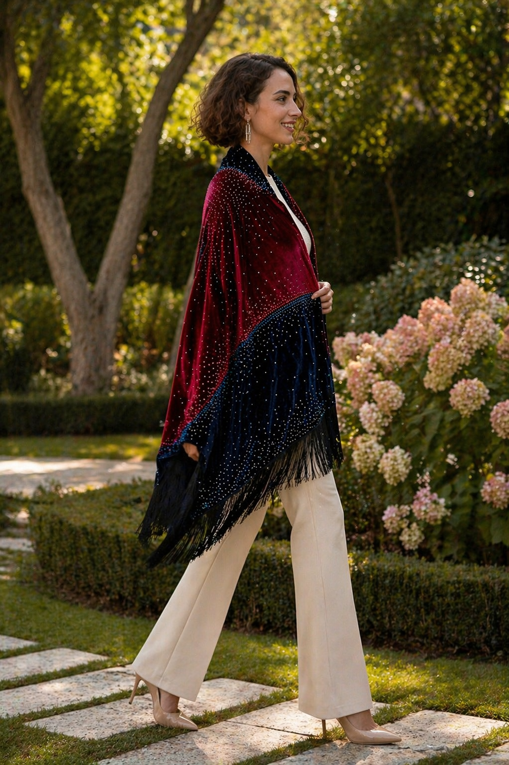 Two Colors Velvet Shawl