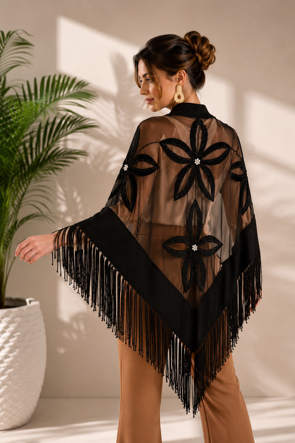 Stones Evening Knit and Tulle Shawl
