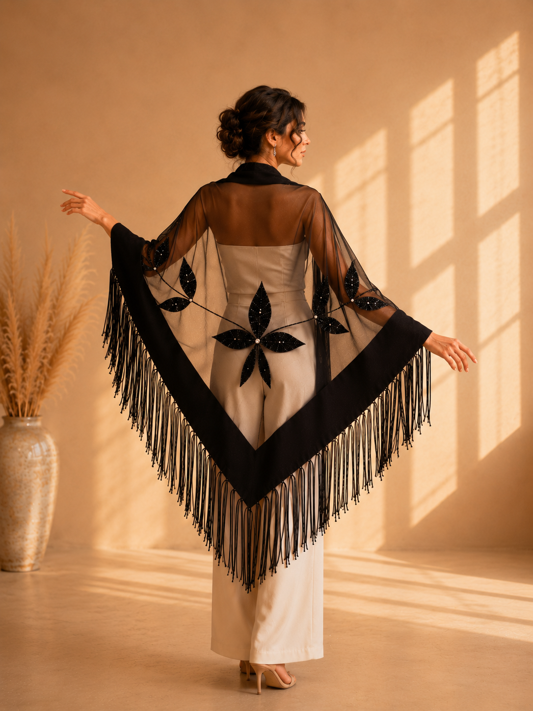 Tulle and Knit Evening Shawl