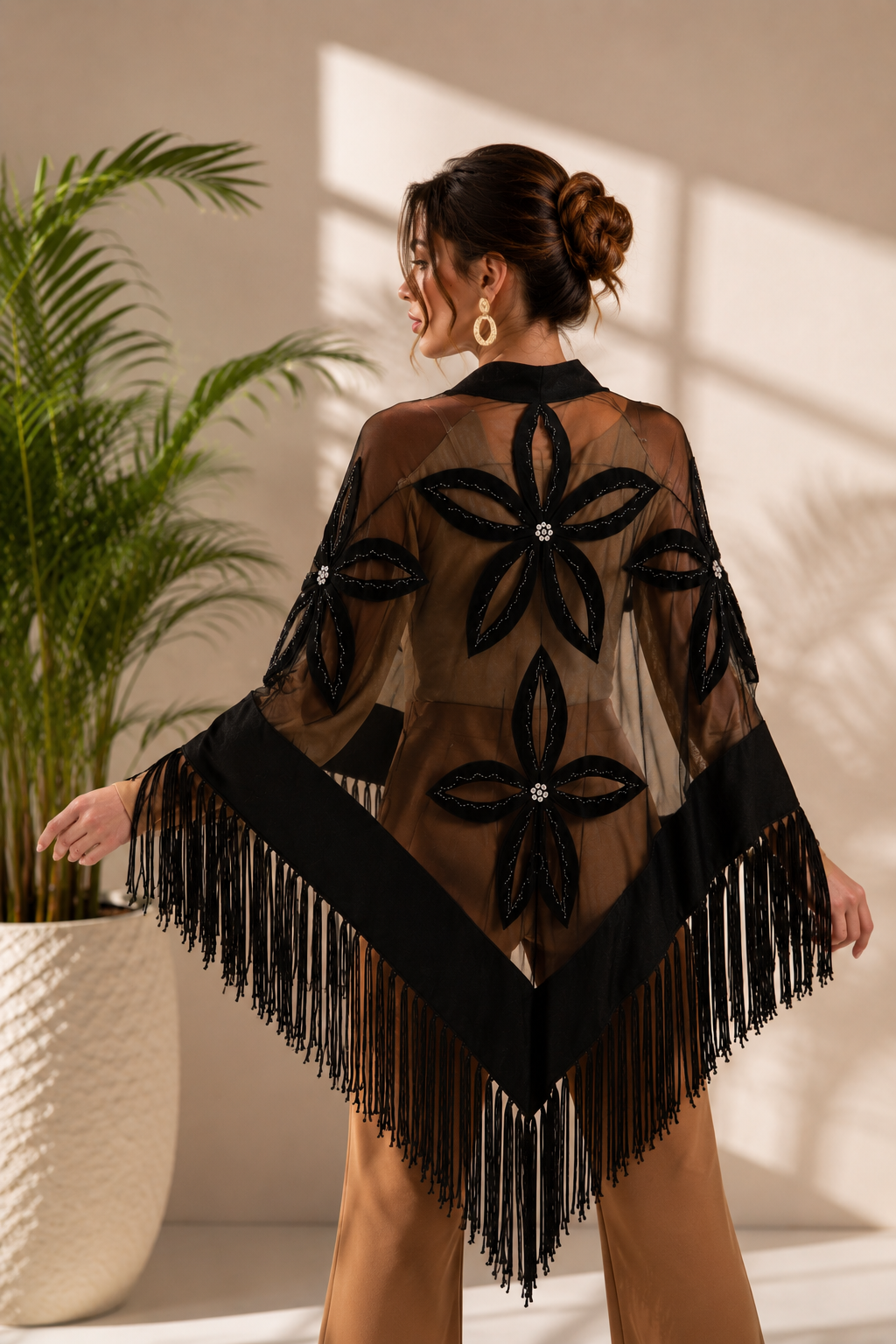 Stones Evening Knit and Tulle Shawl