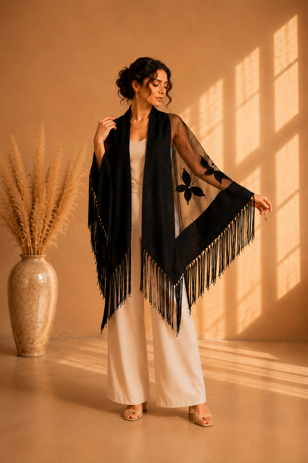 Tulle and Knit Evening Shawl