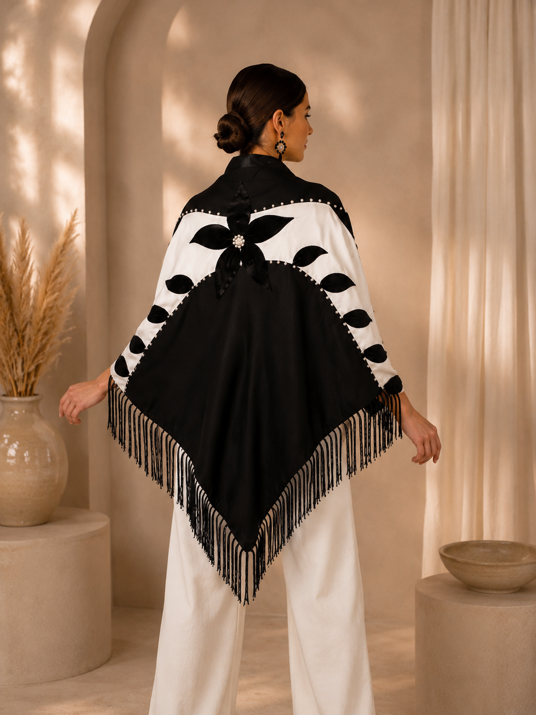 Black and Ivory Knit Shawl