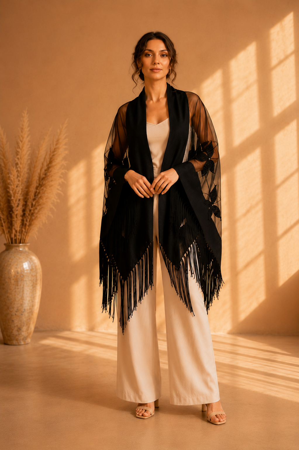 Tulle and Knit Evening Shawl