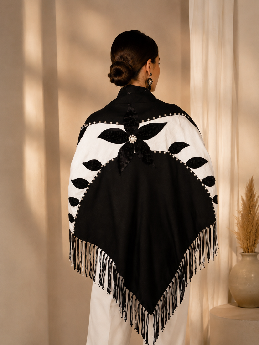 Black and Ivory Knit Shawl