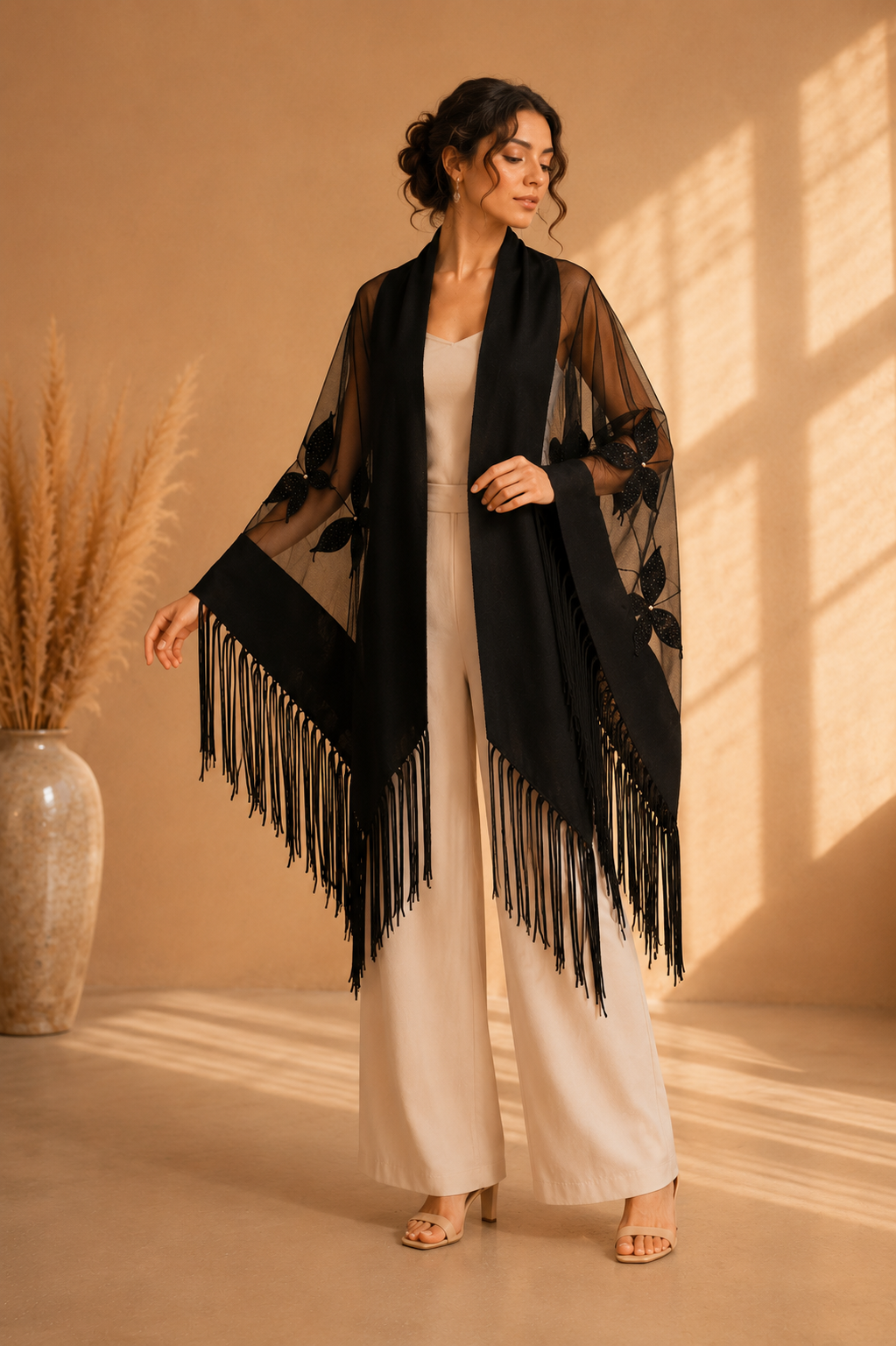 Tulle and Knit Evening Shawl
