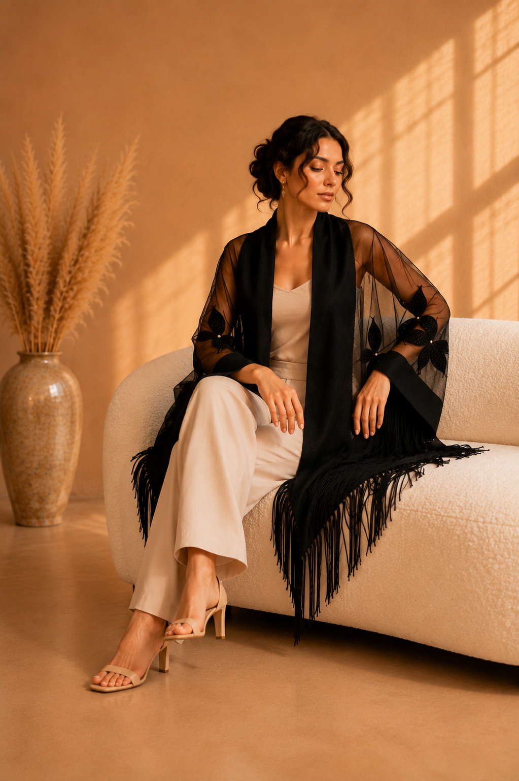 Tulle and Knit Evening Shawl