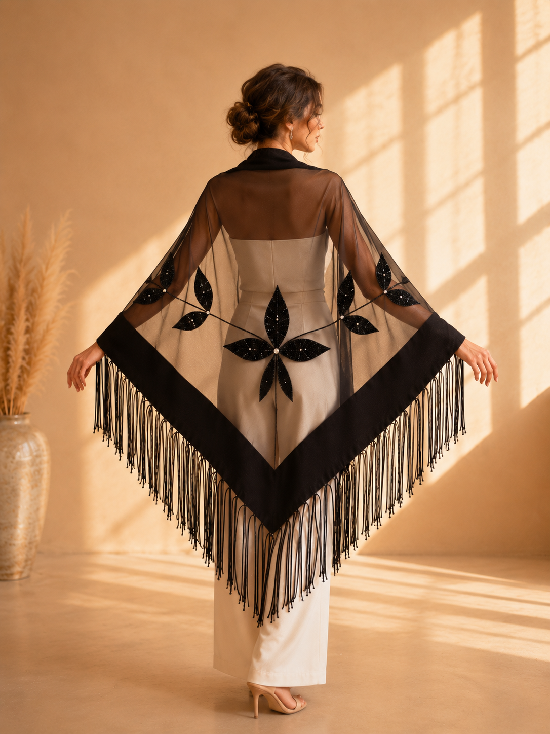 Tulle and Knit Evening Shawl