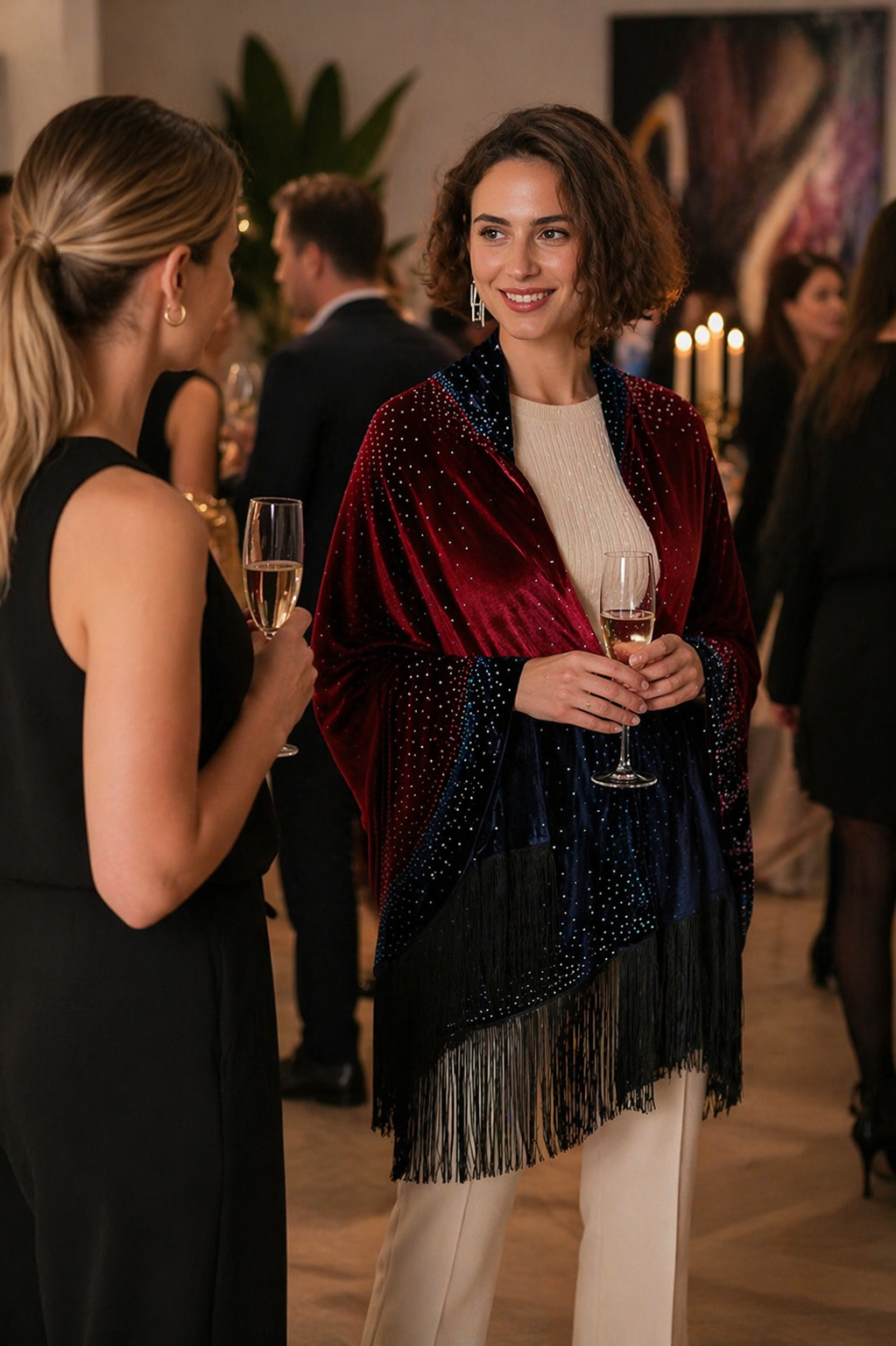 Two Colors Velvet Shawl