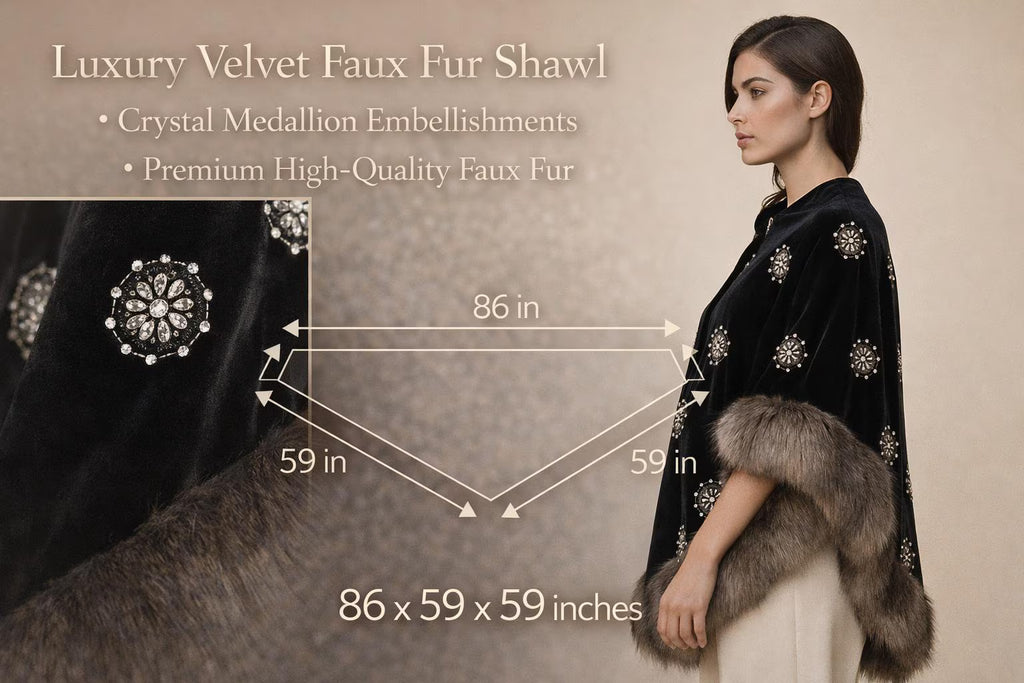 Faux Fur and Velvet Shawl