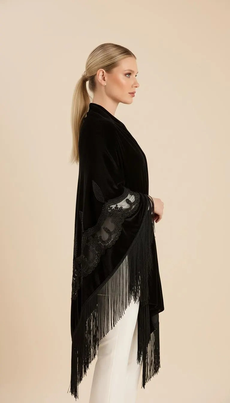 Organza Embroidery Velvet Shawl