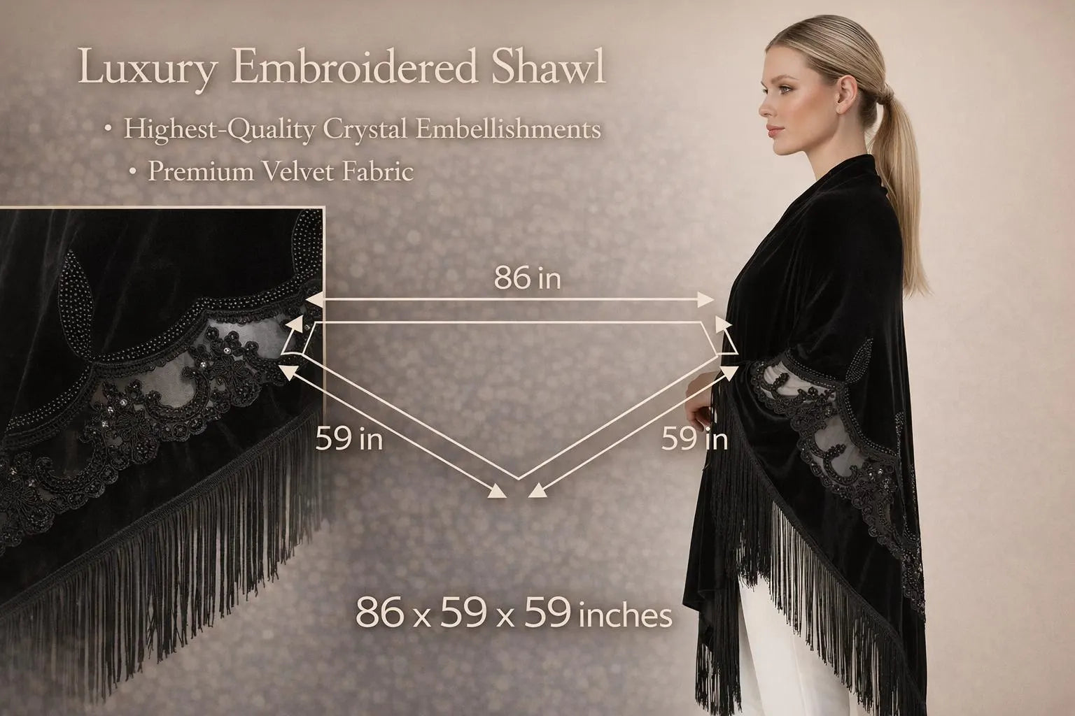 Organza Embroidery Velvet Shawl