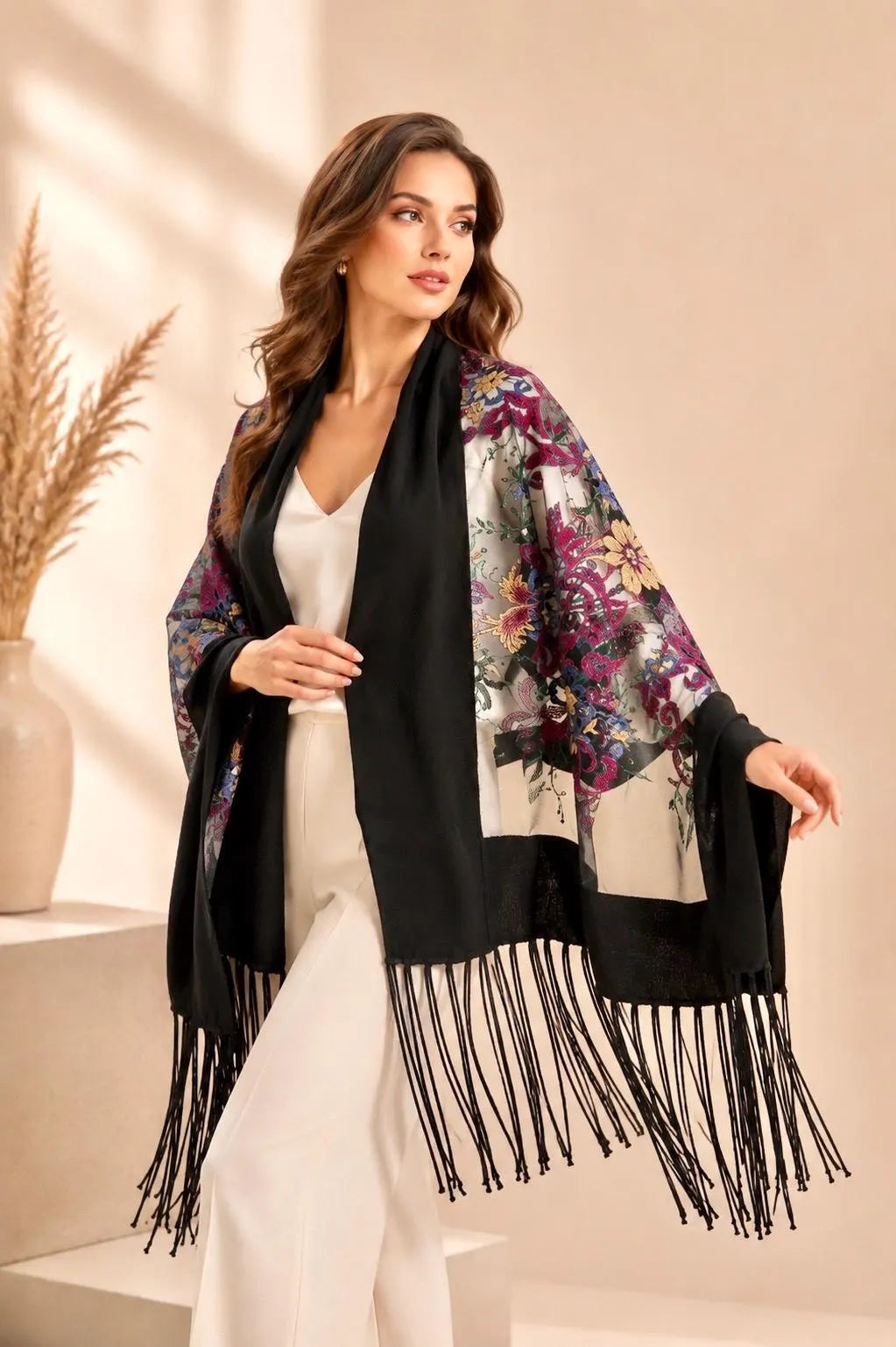 Floral Embroidery Scarf