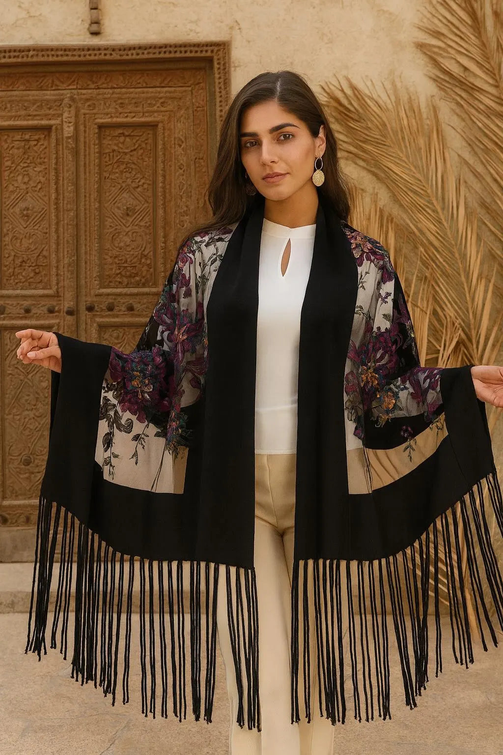 Floral Embroidery Scarf