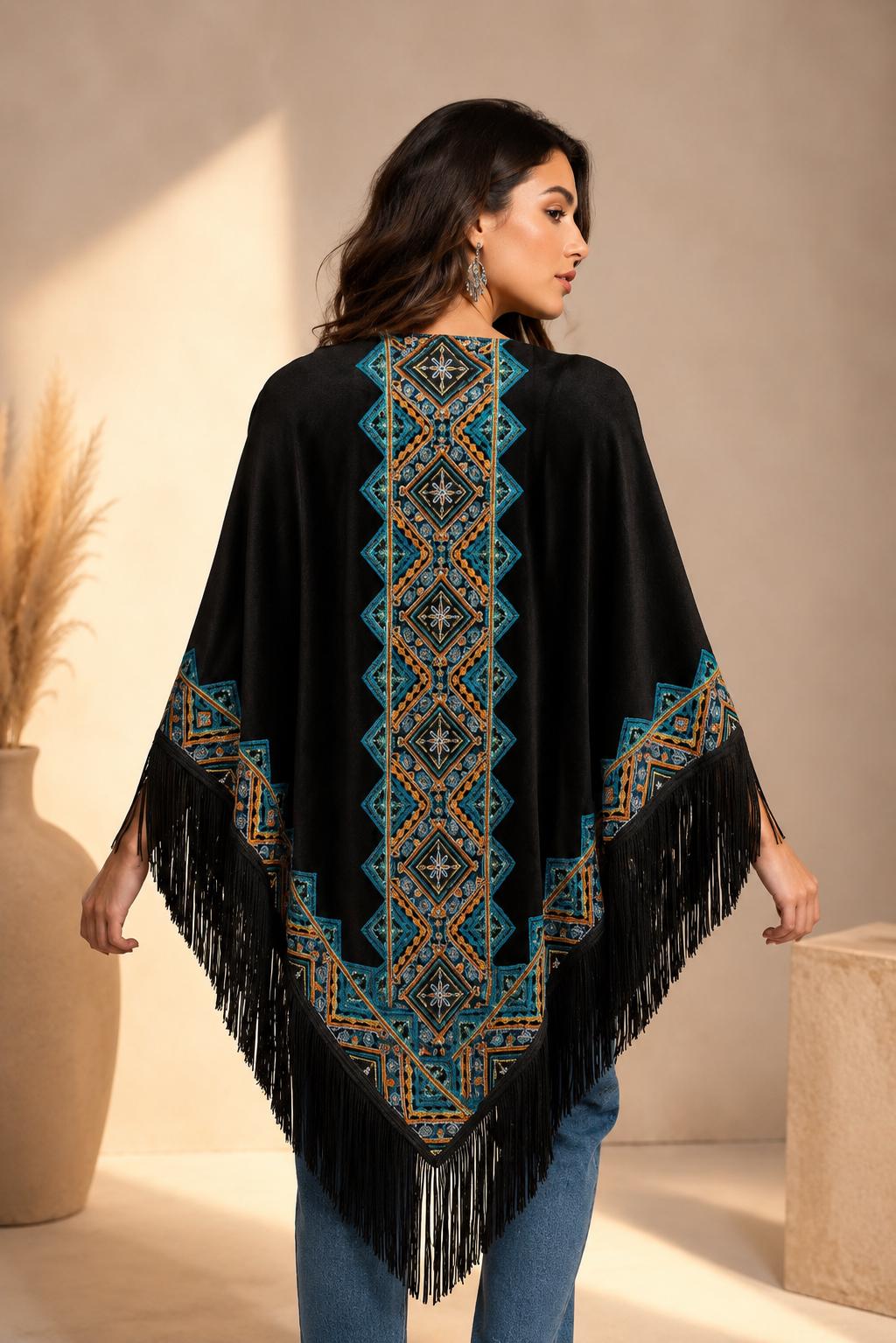 Bohemian Embroidery Velvet Shawl