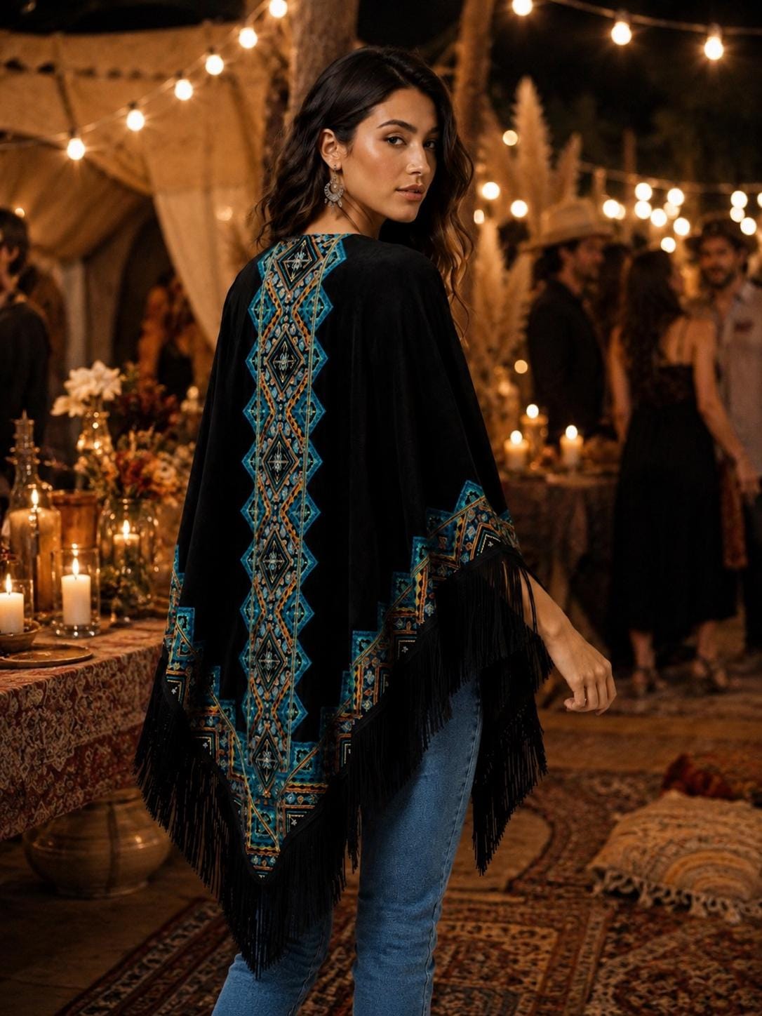 Bohemian Embroidery Velvet Shawl