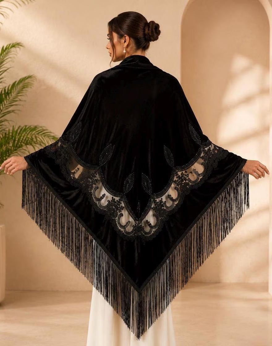 Organza Embroidery Velvet Shawl