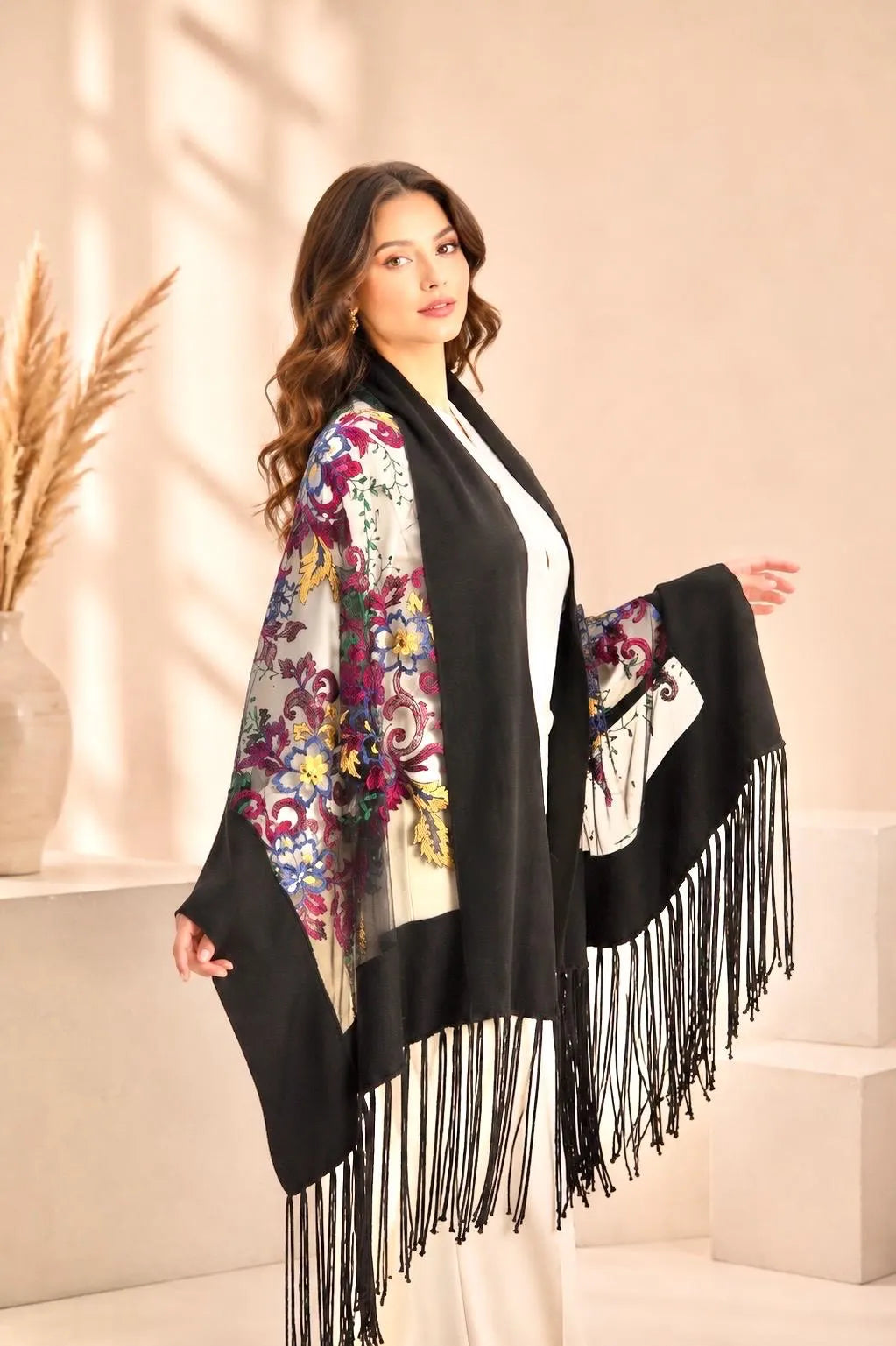 Floral Embroidery Scarf