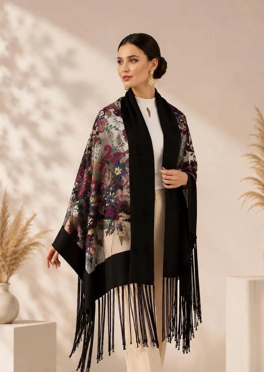 Floral Embroidery Scarf