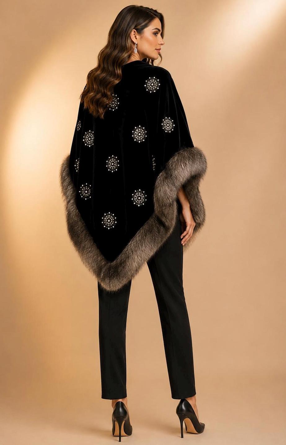 Faux Fur and Velvet Shawl