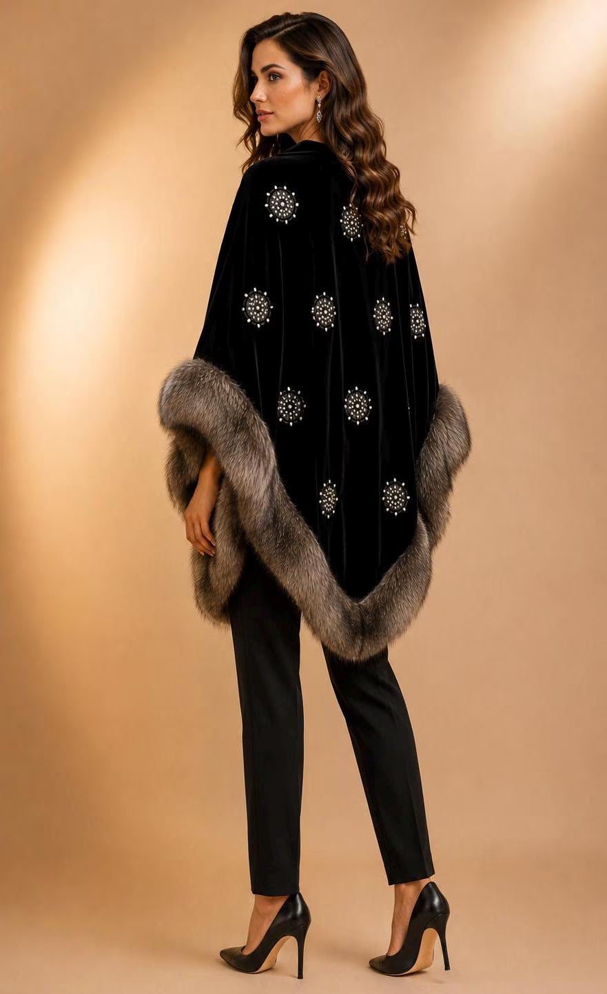 Faux Fur and Velvet Shawl