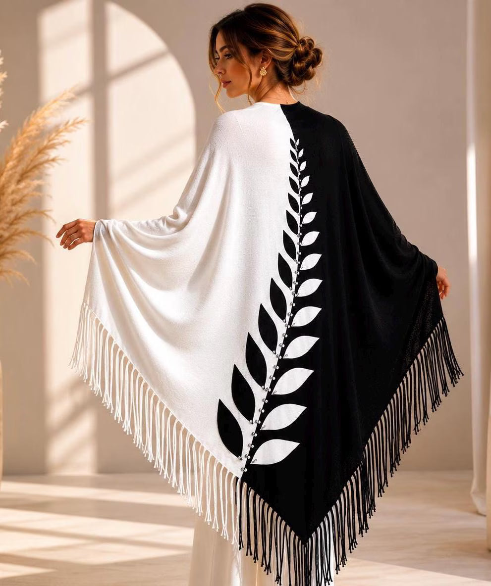 Black White Wool Shawl