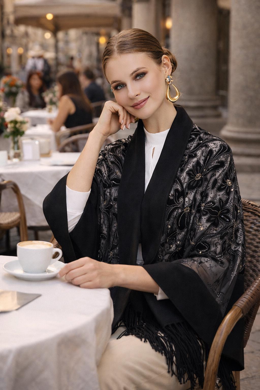 Aplique Embroidery Shawl-Scarf