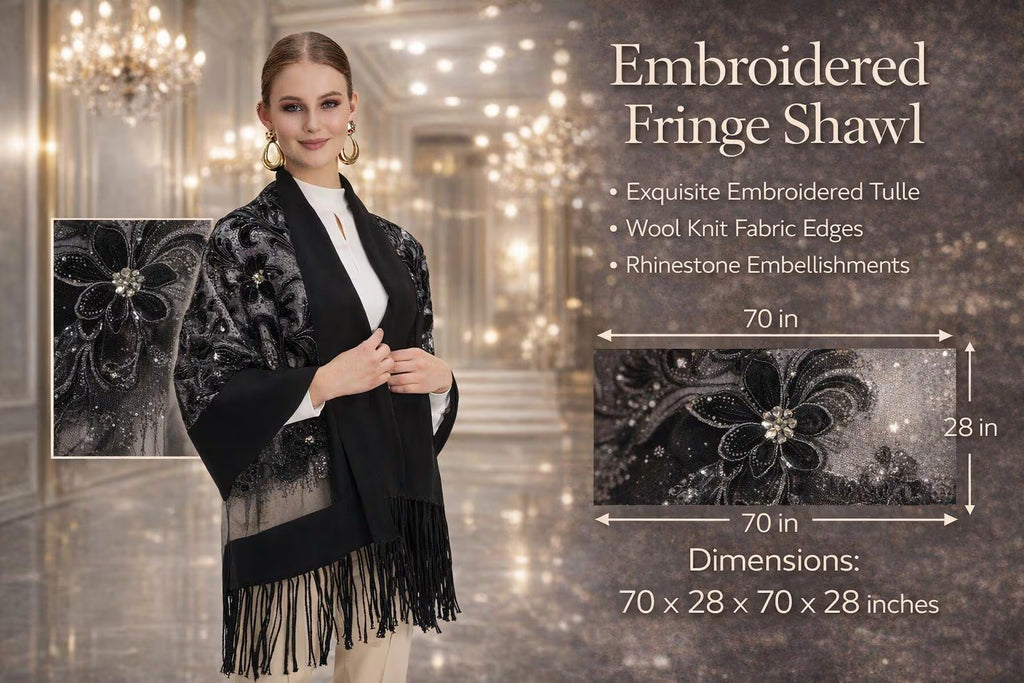 Aplique Embroidery Shawl-Scarf