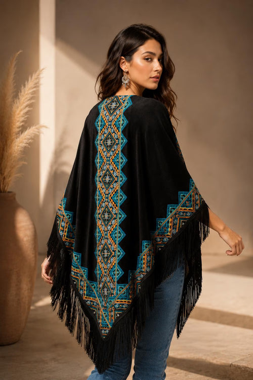 Bohemian Embroidery Velvet Shawl
