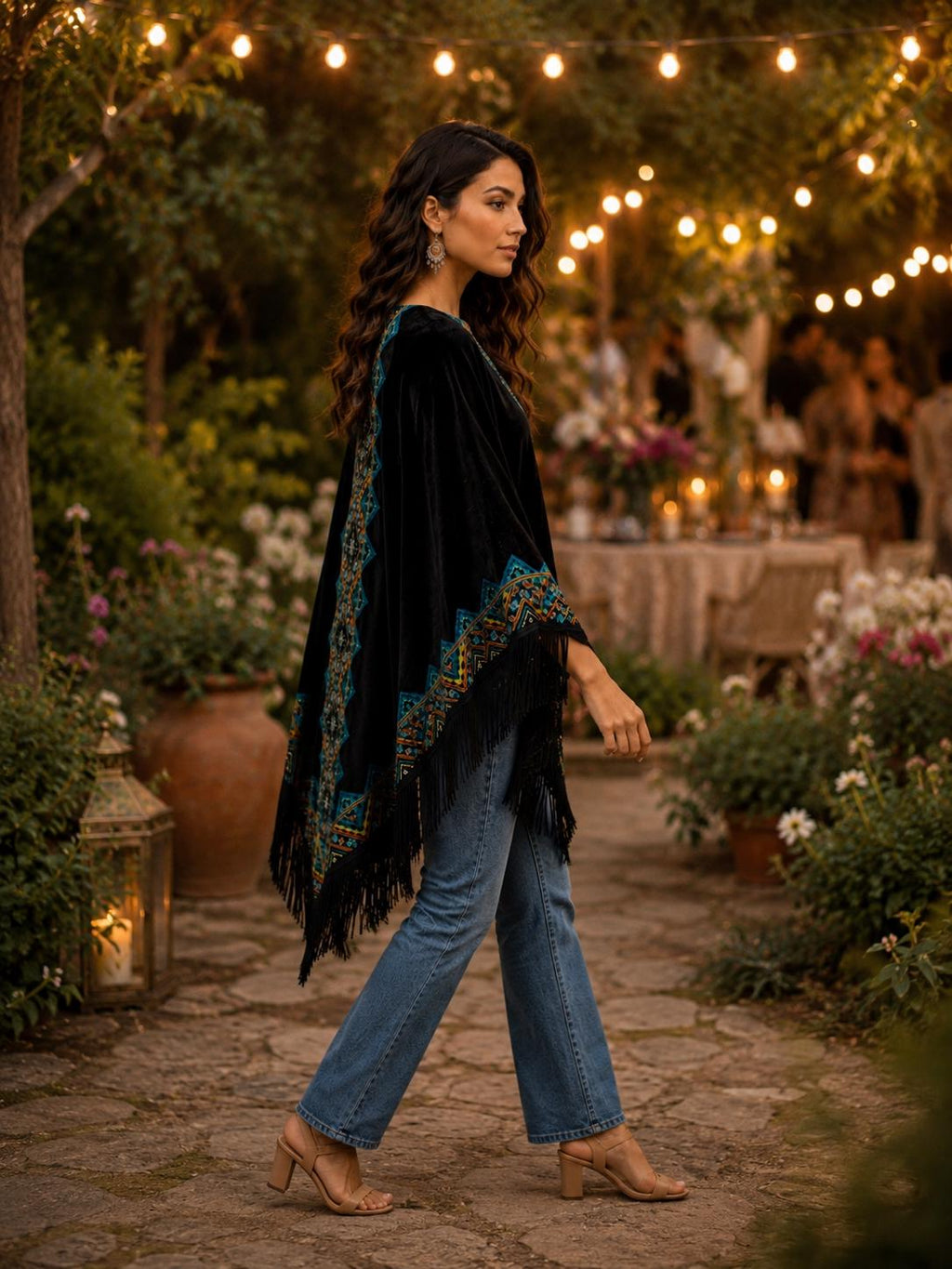 Bohemian Embroidery Velvet Shawl