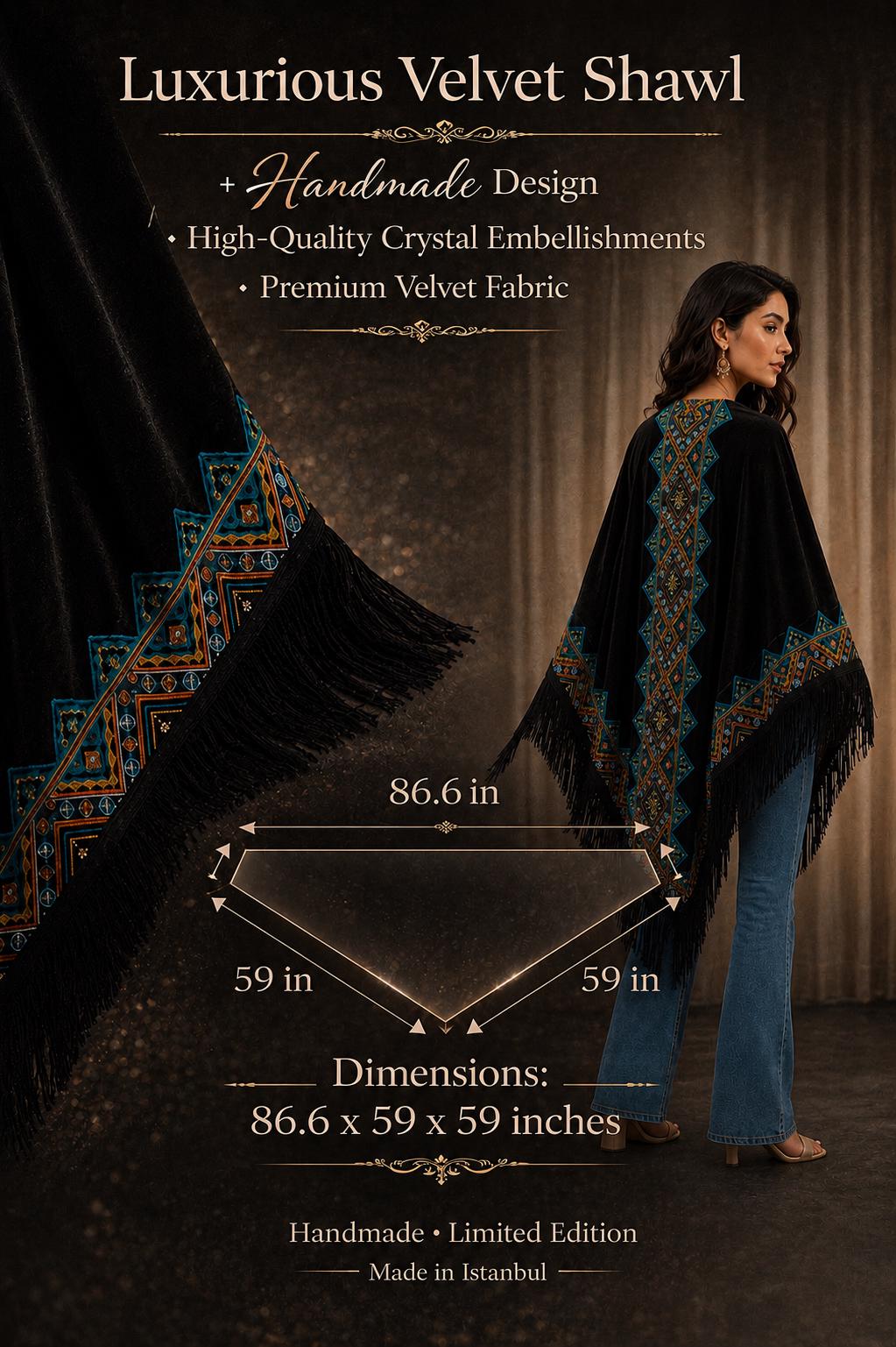 Bohemian Embroidery Velvet Shawl