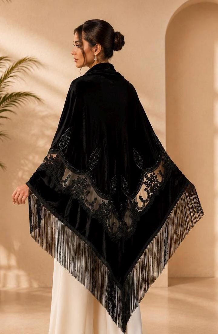Organza Embroidery Velvet Shawl