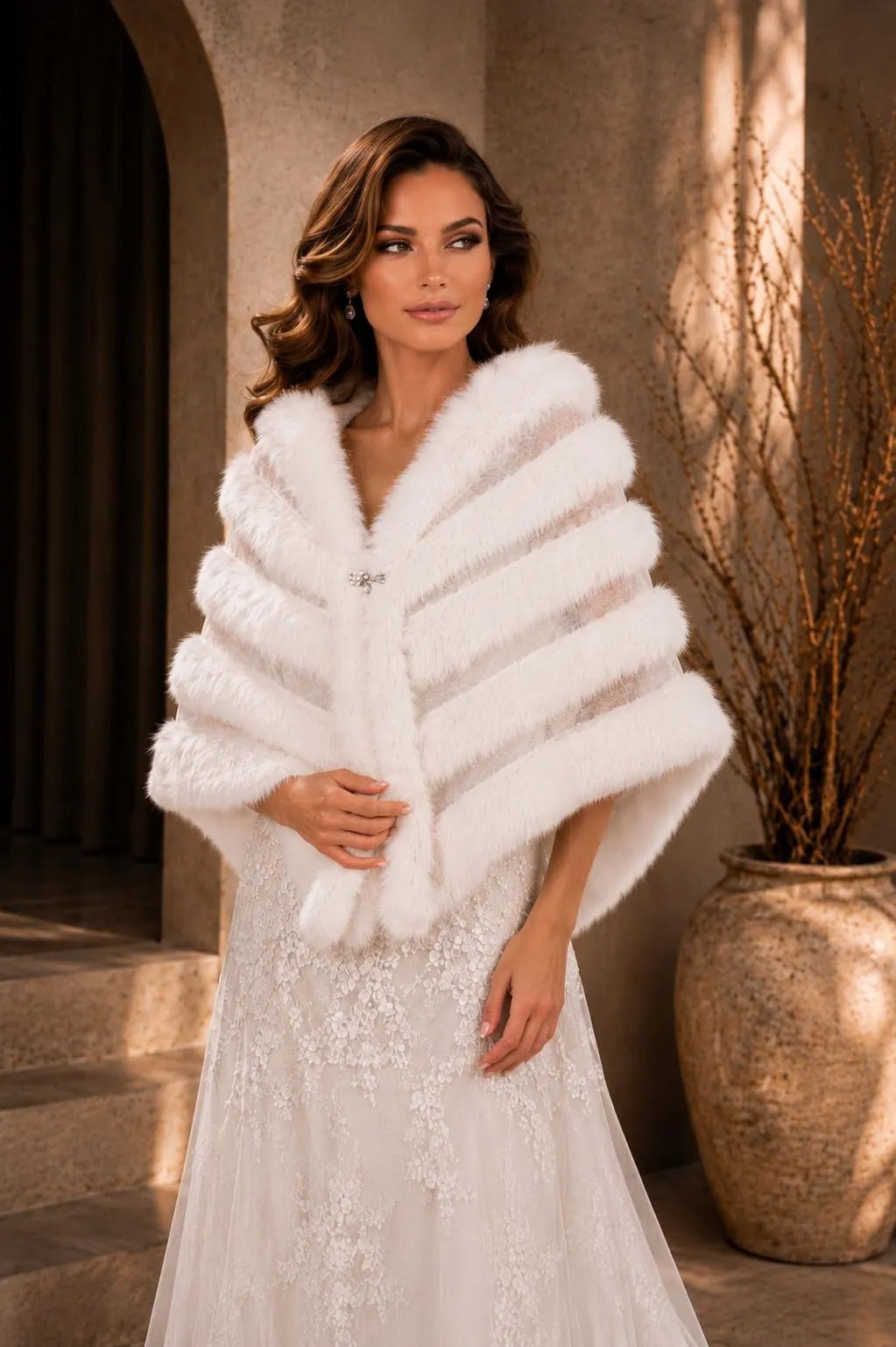 Luxury Bridal Shawl Faux Fur Wedding Wrap