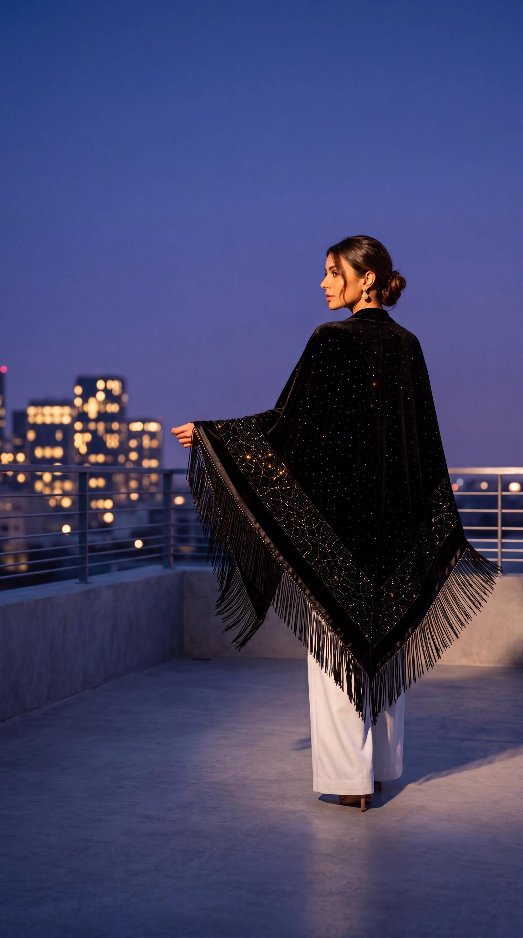 Crystal Embellished Evening Shawl