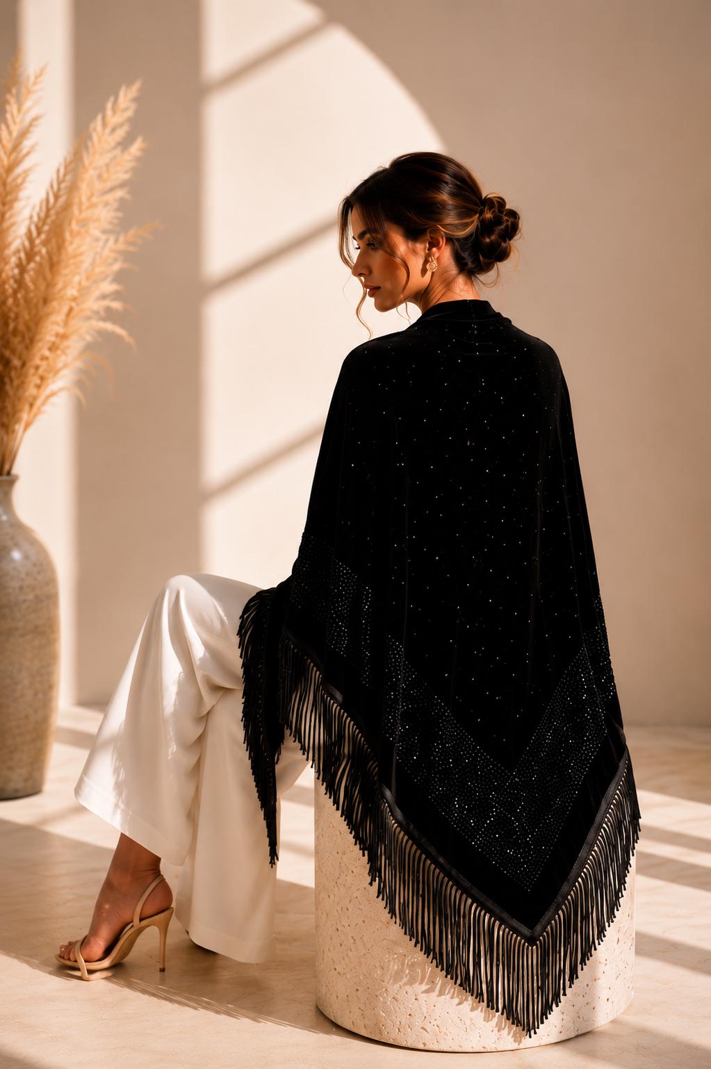 Crystal Embellished Evening Shawl