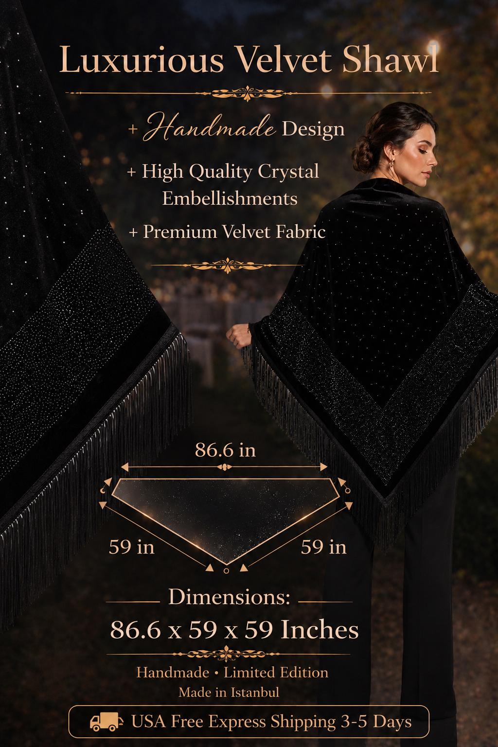 Crystal Embellished Evening Shawl