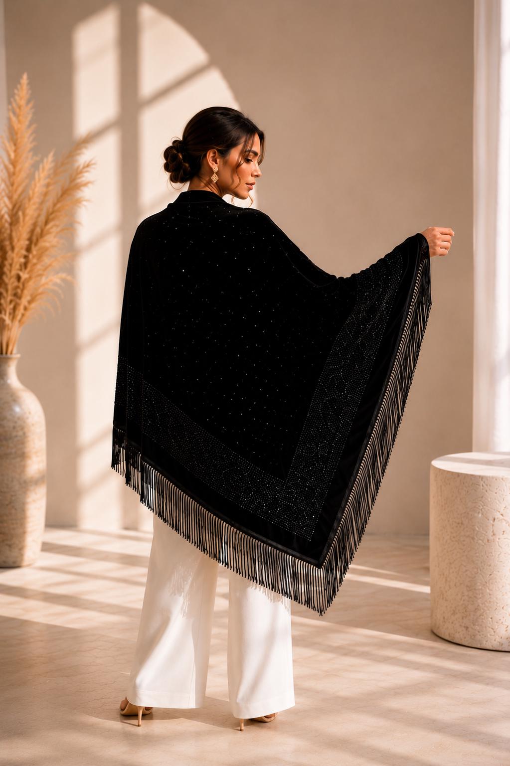 Crystal Embellished Evening Shawl