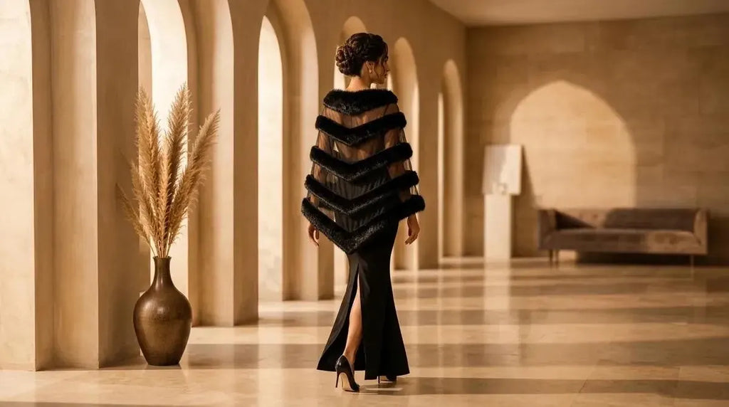 Black Faux Fur Shawl