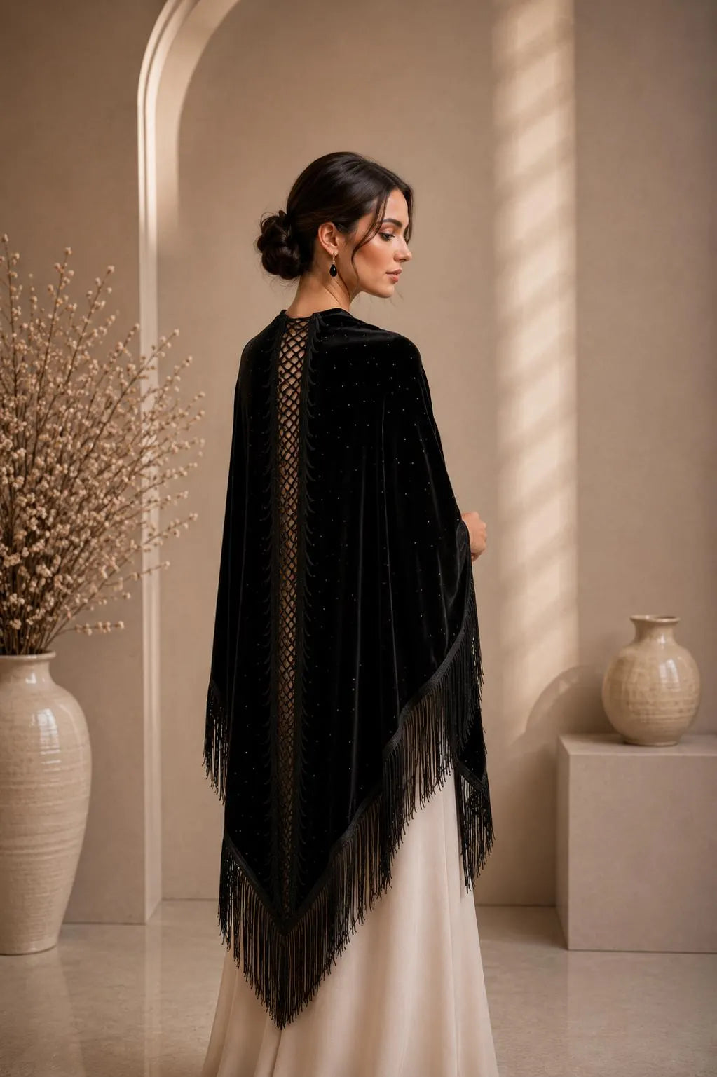 Embroidery Backside Velvet Shawl