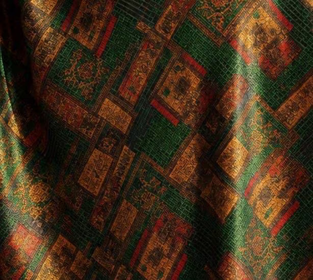 Patterned Velvet Shawl with Faux Fur Trim