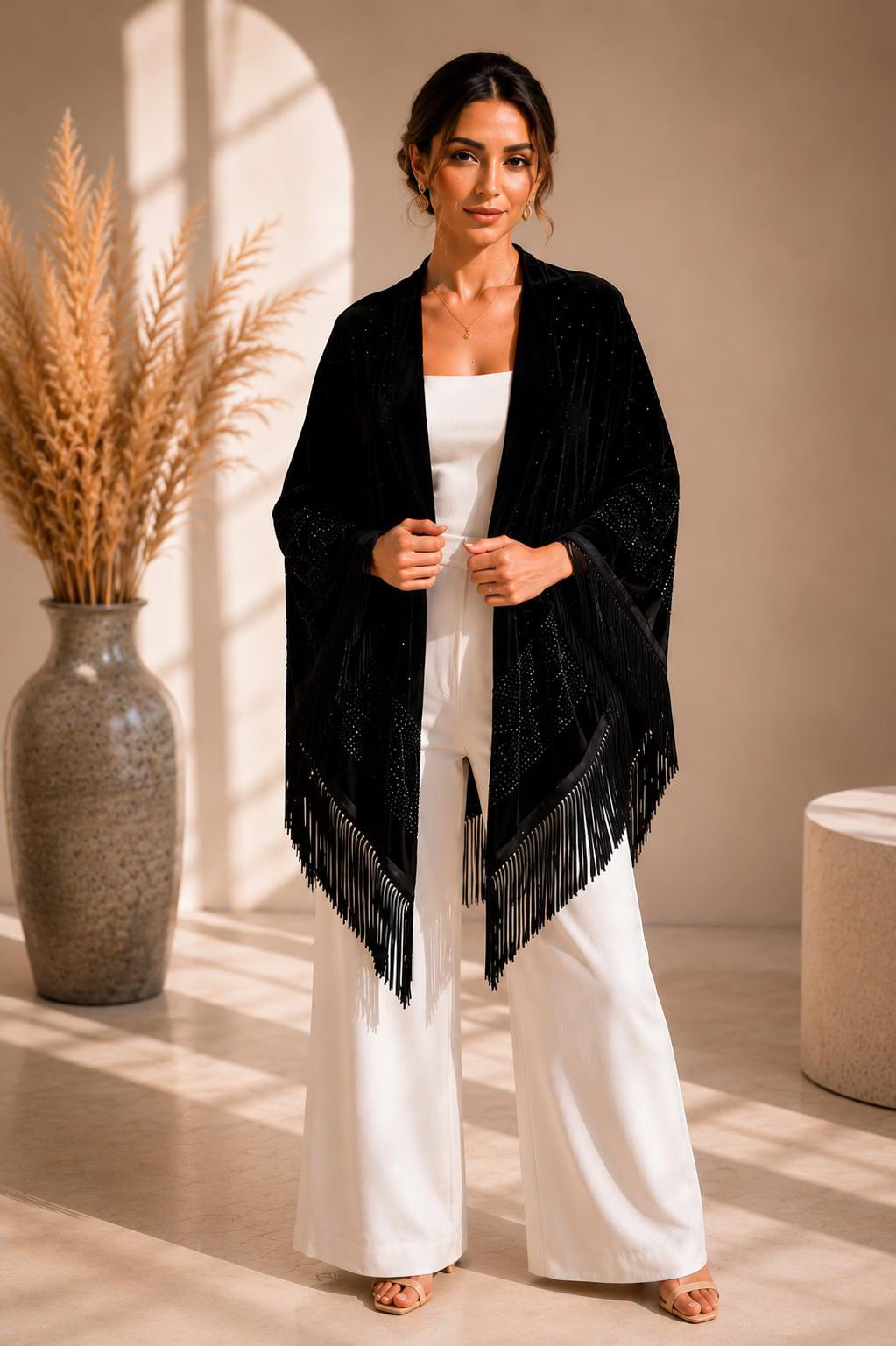 Crystal Embellished Evening Shawl