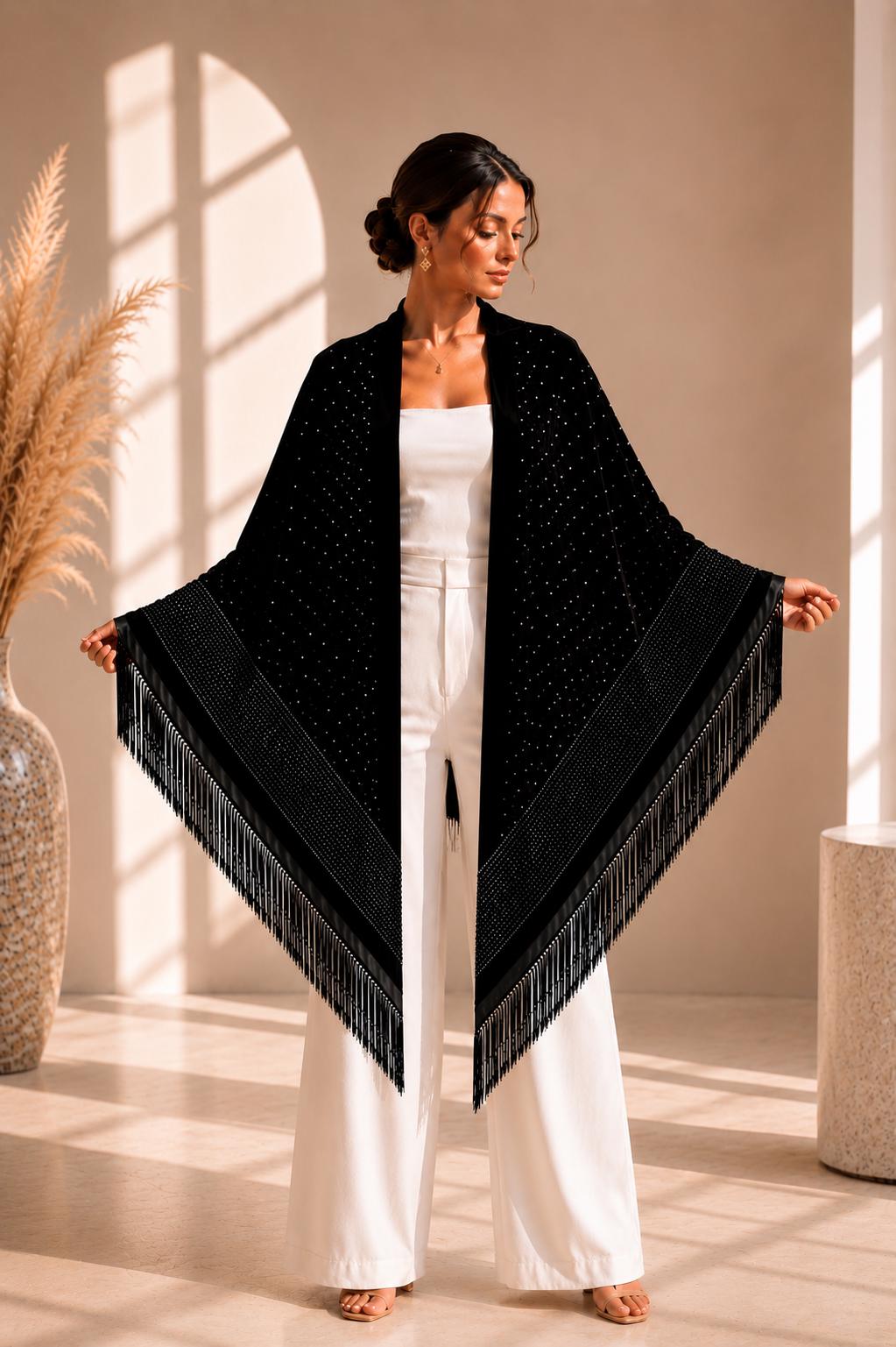 Crystal Embellished Evening Shawl