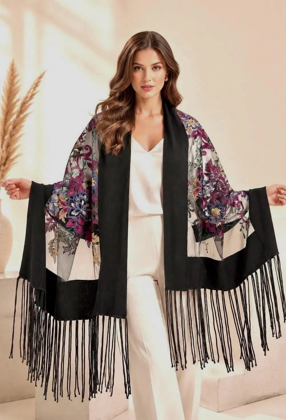 Floral Embroidery Scarf